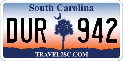 SC license plate DUR942