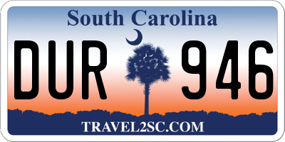 SC license plate DUR946