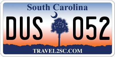 SC license plate DUS052