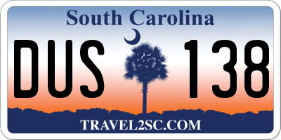 SC license plate DUS138