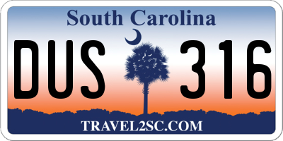 SC license plate DUS316