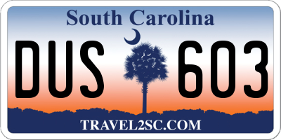SC license plate DUS603