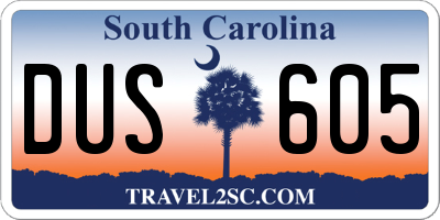 SC license plate DUS605