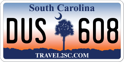 SC license plate DUS608