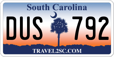 SC license plate DUS792