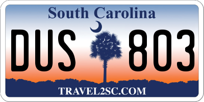 SC license plate DUS803