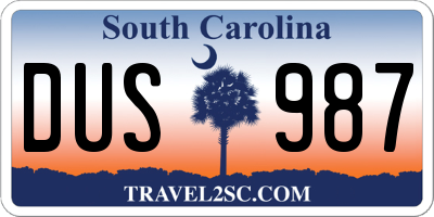 SC license plate DUS987
