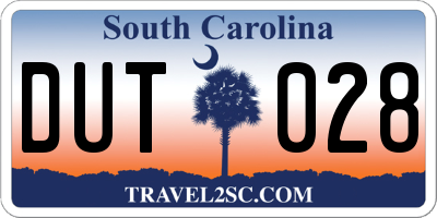 SC license plate DUT028