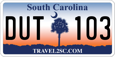 SC license plate DUT103