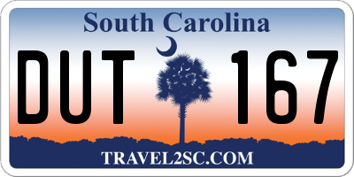 SC license plate DUT167