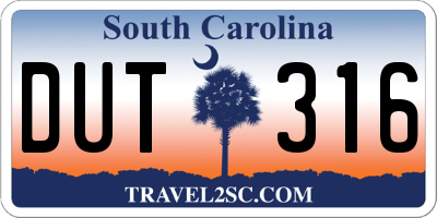 SC license plate DUT316