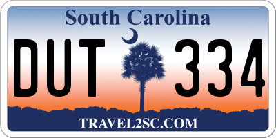 SC license plate DUT334