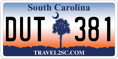 SC license plate DUT381