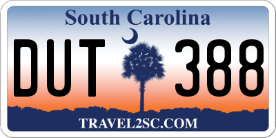 SC license plate DUT388