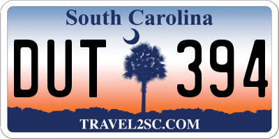 SC license plate DUT394
