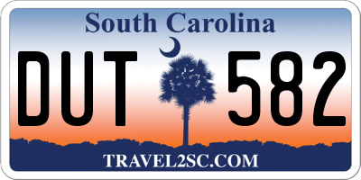 SC license plate DUT582