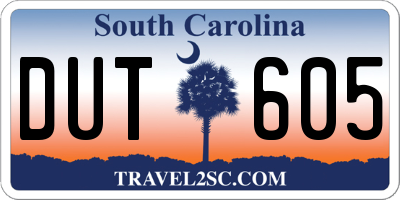 SC license plate DUT605