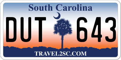 SC license plate DUT643