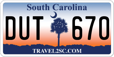 SC license plate DUT670