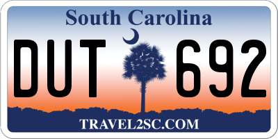 SC license plate DUT692