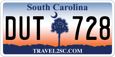 SC license plate DUT728