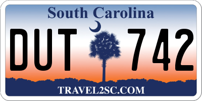SC license plate DUT742