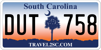 SC license plate DUT758