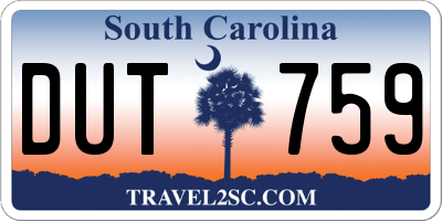 SC license plate DUT759