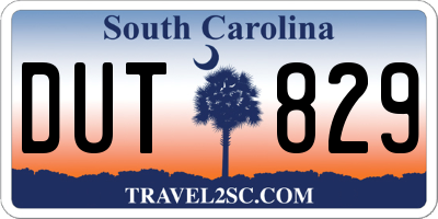 SC license plate DUT829