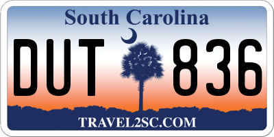 SC license plate DUT836
