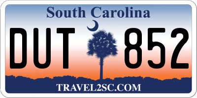 SC license plate DUT852