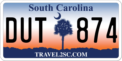 SC license plate DUT874