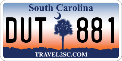 SC license plate DUT881