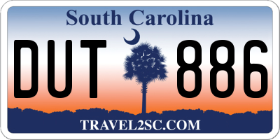 SC license plate DUT886