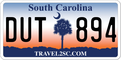 SC license plate DUT894