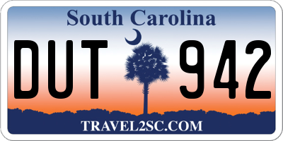 SC license plate DUT942