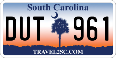 SC license plate DUT961