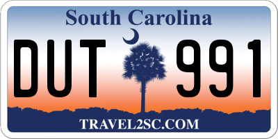 SC license plate DUT991