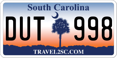 SC license plate DUT998