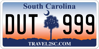 SC license plate DUT999