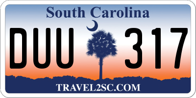 SC license plate DUU317
