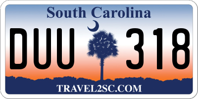 SC license plate DUU318
