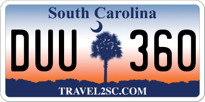 SC license plate DUU360