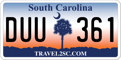 SC license plate DUU361