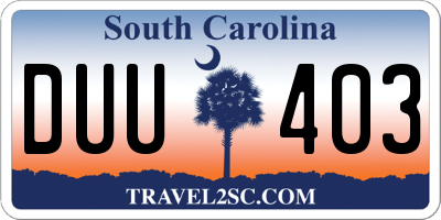 SC license plate DUU403
