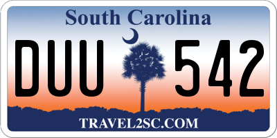 SC license plate DUU542