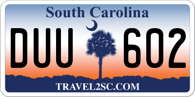 SC license plate DUU602