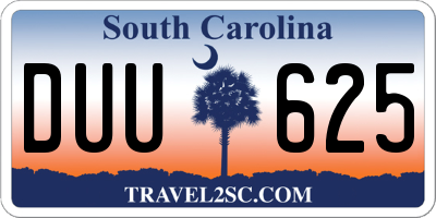 SC license plate DUU625