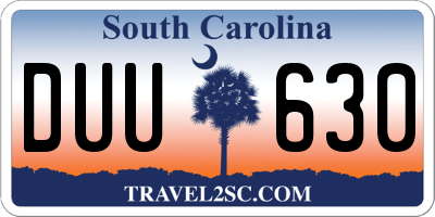 SC license plate DUU630