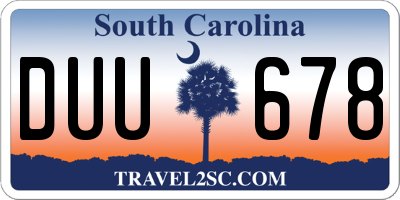 SC license plate DUU678